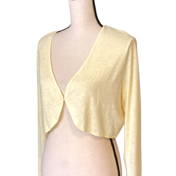 Joie Sweaters - Joie Pale‎ Yellow Linen Blend Bolero Shrug Crop Cardigan Size 8 NEW